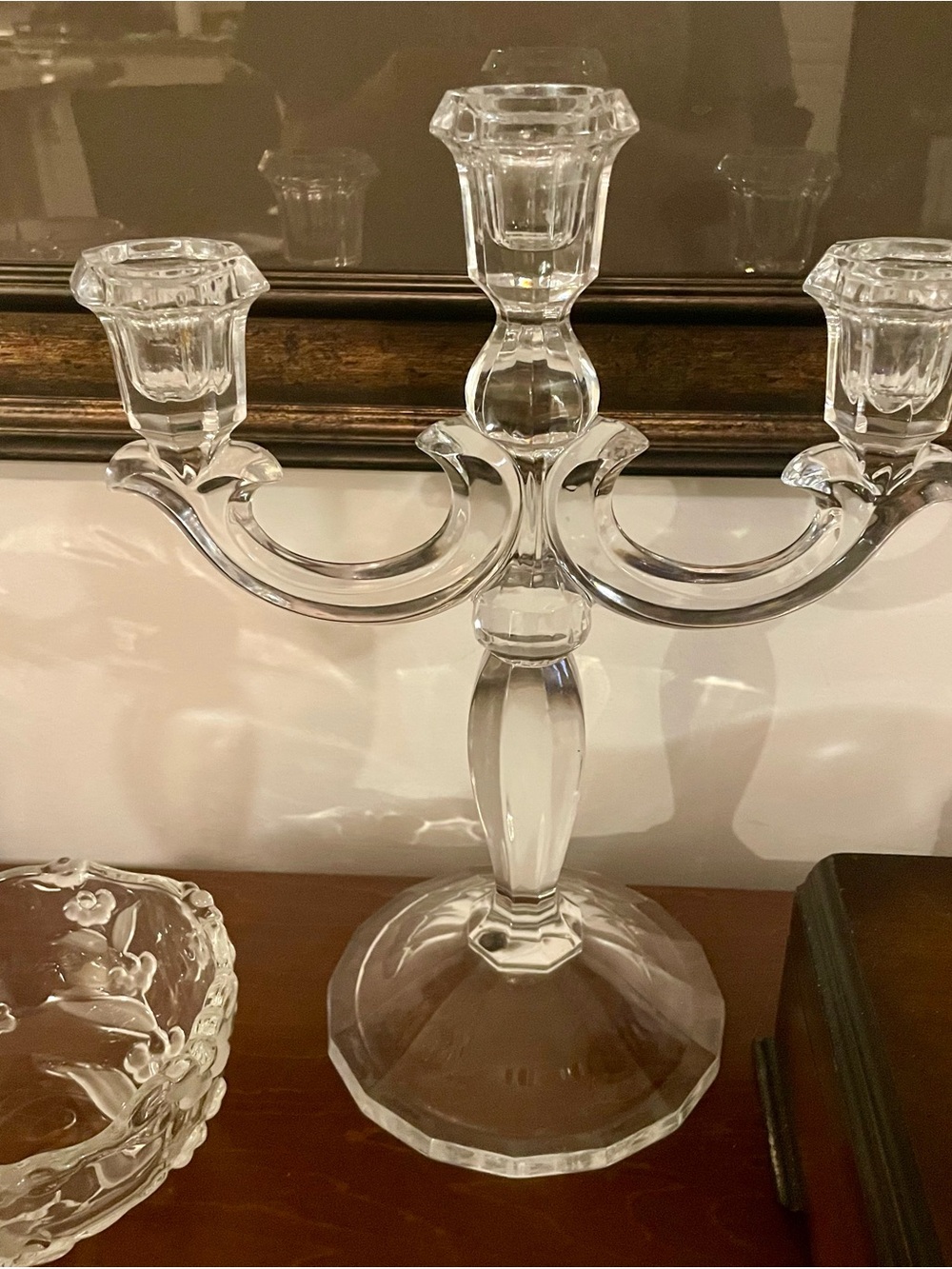 Crystal Glass 3-Arm Candelabra - Clear